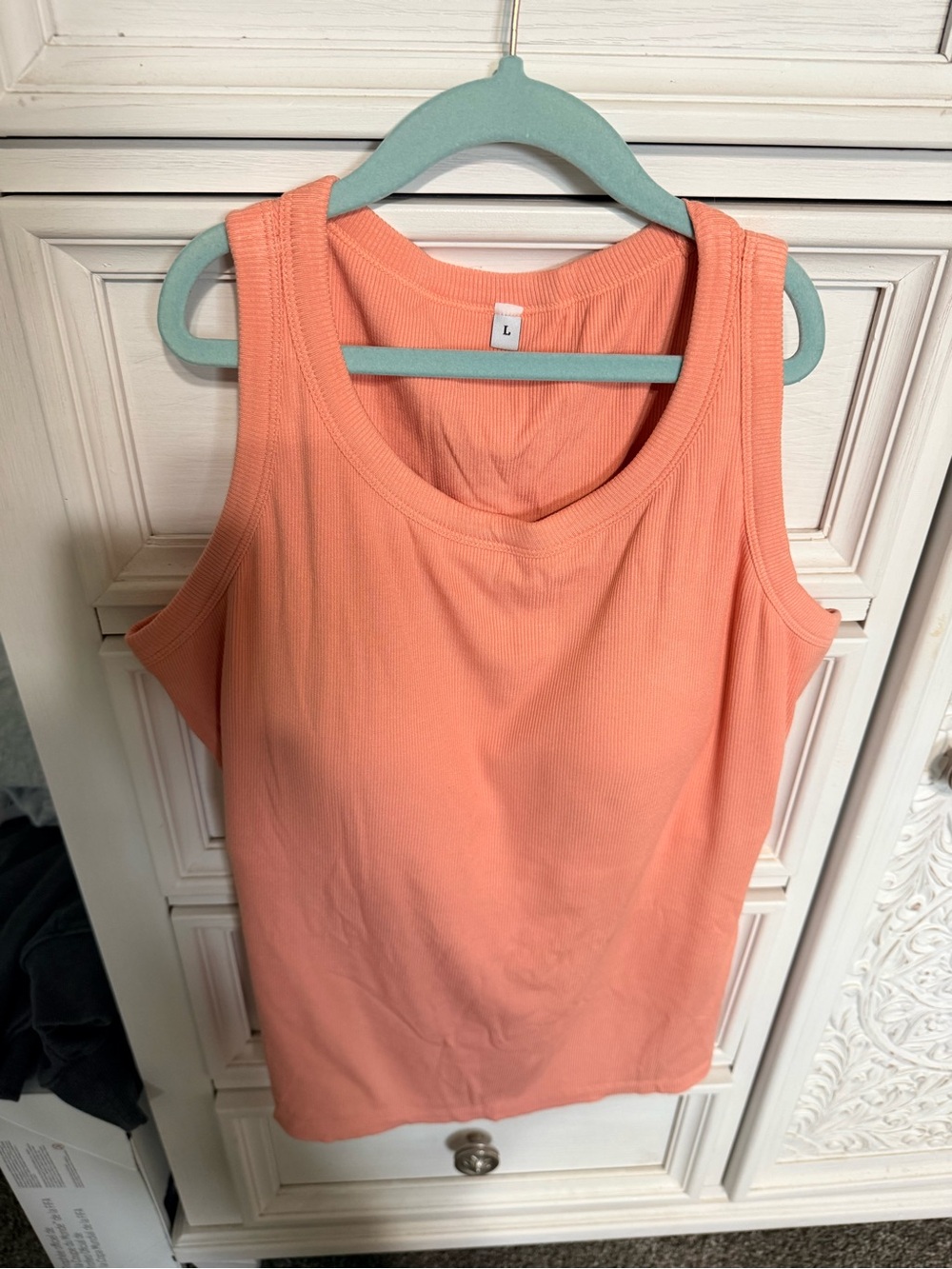 Pink Ribbed Scoop Neck Tank Top with built in bra